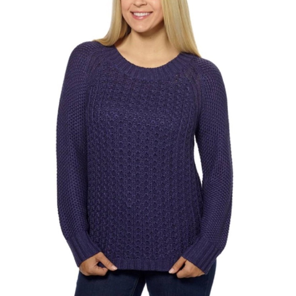 ★ NWT Calvin Klein Jeans Women's Core Texture Mixed Crew Sweater - Navy Blue ★ - Picture 6 of 17